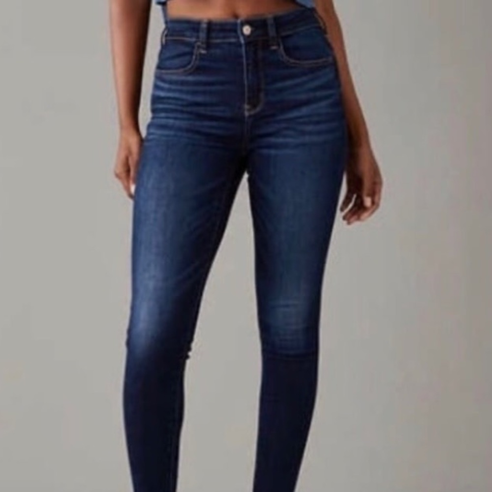 AMERICAN EAGLE Super Stretch Dark Wash Denim Skinny Jeans | 0